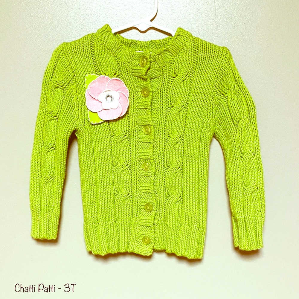 Chatti Patti Flower Embelished Knit Cardigan - 3T